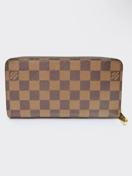 Louis Vuitton Damier Ebene Zip-Around Wallet in Brown and Dark Brown - Picture 2 of 14